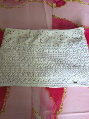 Hollister White Lace Mini Skirt with Gold Stud Details